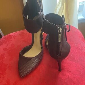 Gianni Bini Brown Pointed-Toe Ankle-Strap Heels